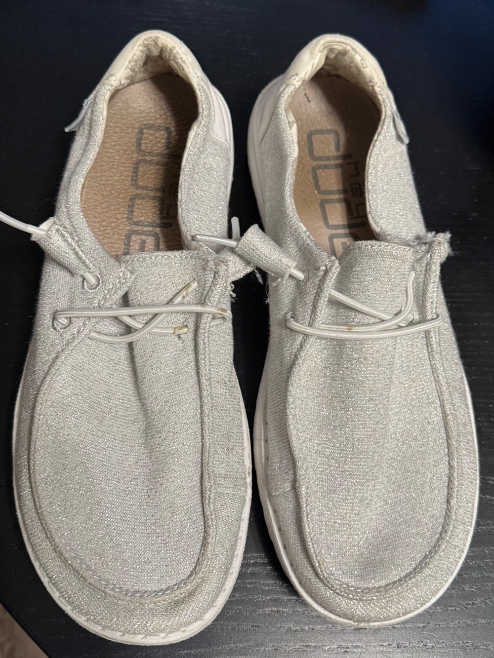 Hey Dude Womens Glitter Slip-On Casual Shoes - Silver